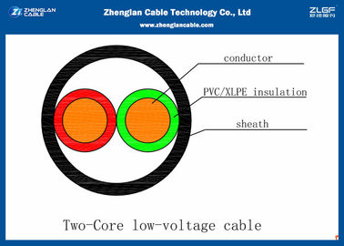 0,6 / 1KV 2 lõi Cáp điện LV không được bảo vệ theo tiêu chuẩn IEC 60228 （AL / CU / PVC / XLPE Section Mục danh nghĩa trên 2 * 1.5 ~ 2 * 240mm²