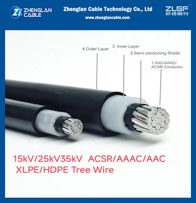 15kv AAC AAAC ACSR Đội dẫn XLPE HDPE Cáp gỗ cách nhiệt 185mm2 NTC 5909 ICEA S121-733
