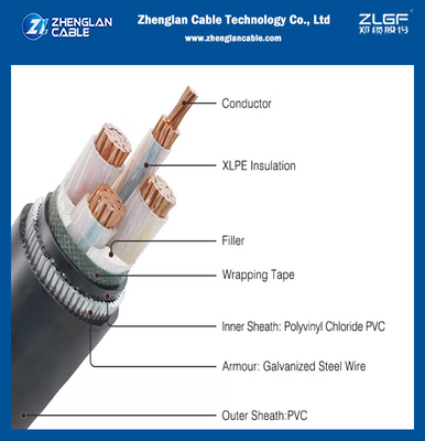 0.6/1kV Cáp vật liệu cách nhiệt XLPE/PVC dẫn CU/AL 4 lõi SWA Cáp điện bọc thép