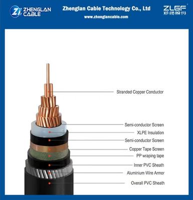Cáp điện ngầm 19/33kV, có lớp chắn bằng dây đồng + giáp dây nhôm, lõi đơn 1x500mm2, theo tiêu chuẩn IEC 60502-2