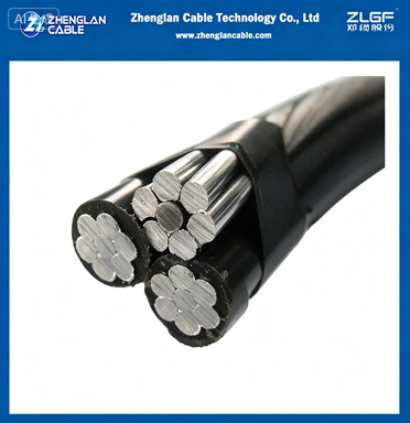Cáp ABC điện áp thấp 2x6 + 6awg Đèn kim cọ Máy dẫn nhôm Triplex Overhead Service Drop Cable Wire