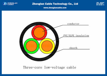 Cáp điện áp thấp cách điện XLPE không được bảo vệ Ba lõi 0,6 / 1KV cho dưới mặt đất （CU / PVC / XLPE / LSZH / NYY / N2XY)